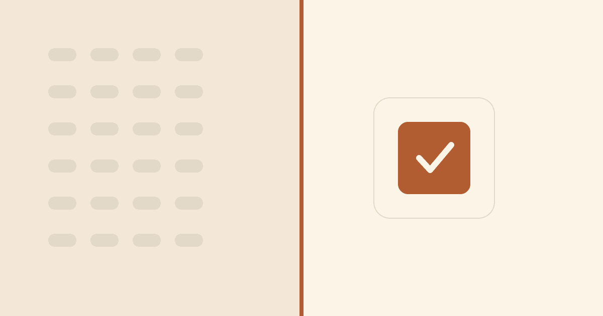 A hard vertical rule separating a field of records from a single approved action